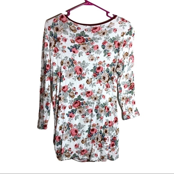 FINAL Acting Pro Multicolor Spring Floral Print 3/4 Sleeve Blouse Top Shirt M - Picture 3 of 14
